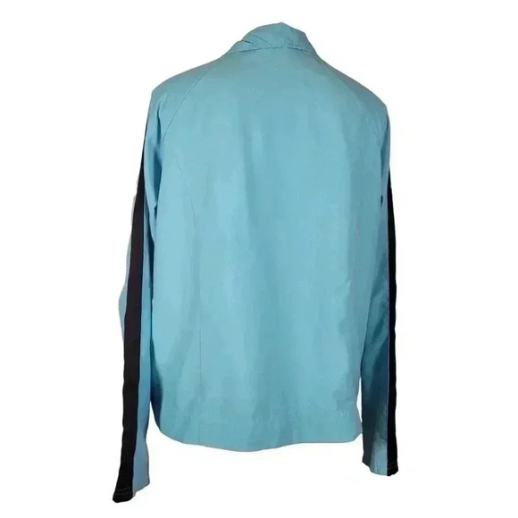 Vintage Nike Swoosh Windbreaker Blue Jacket Medium Track Warm Up Arm Stripes 90s - Picture 4 of 11